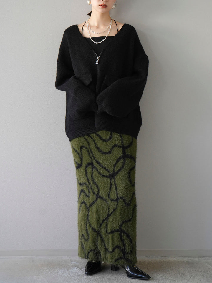 [預訂] Line 毛絨針織裙/卡其色