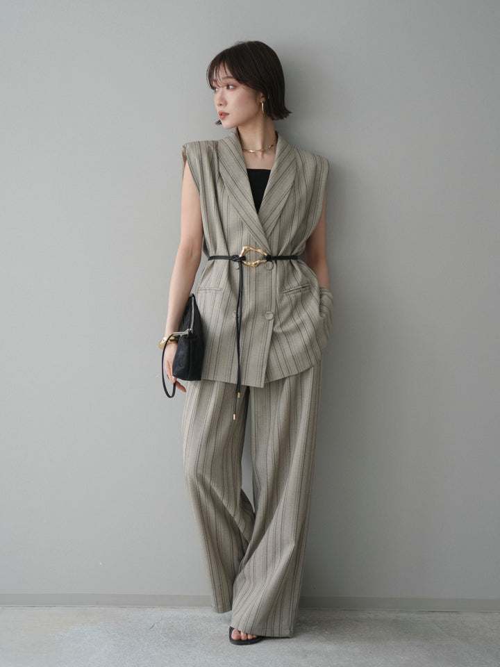 [SET]モチーフベルト付ストライプジレ＆パンツSETUP
