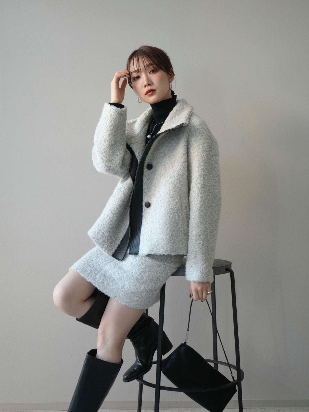 [予約]ブークレミニスカート/gray