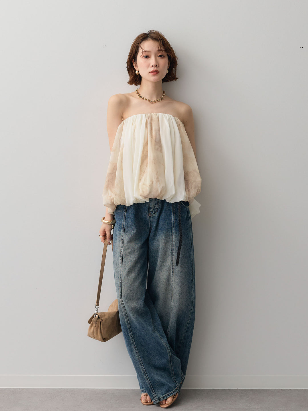 [予約]センターシームストレートルーズデニムパンツ/blue
