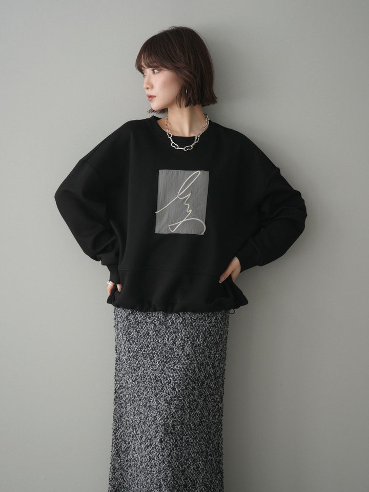 [予約]ライトポンチ刺繍ロゴプルオーバー/black