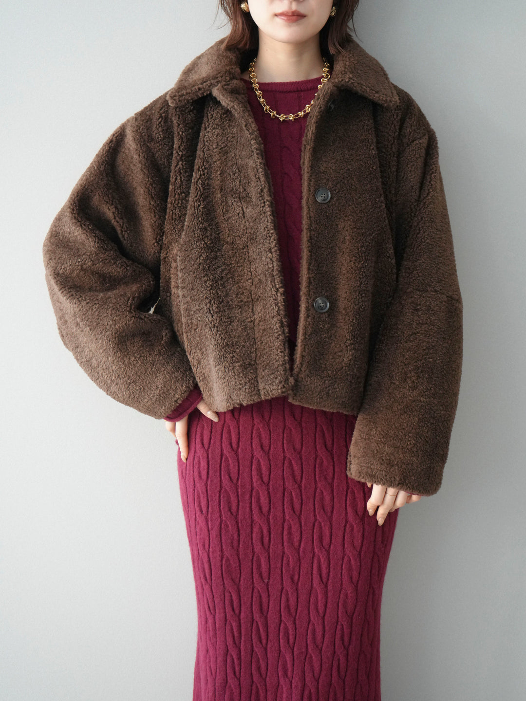 [予約]エコファーステンカラージャケット/brown