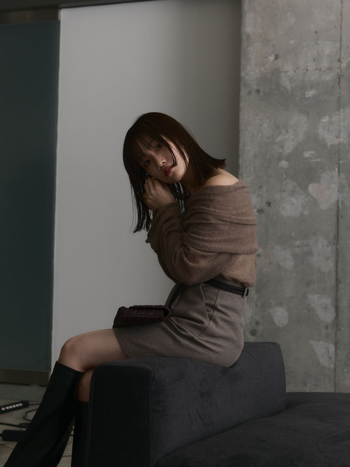 【Allure】[SET]オフショルシアーニットプルオーバー+オフショルシアーニットプルオーバー(2set)