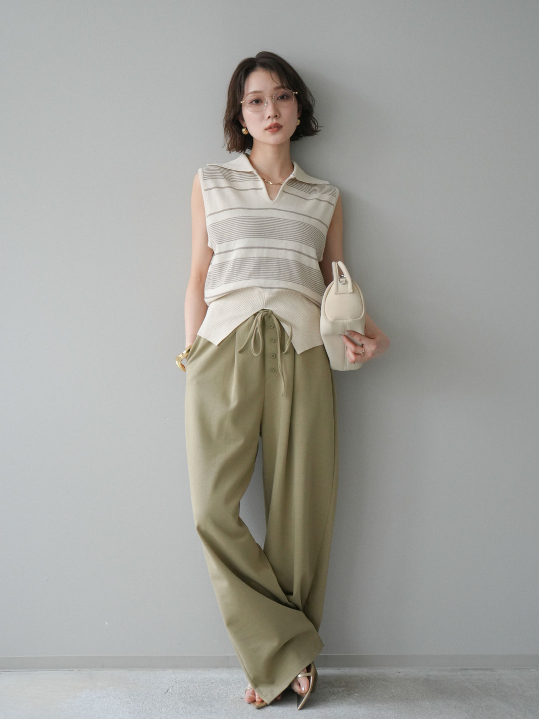 [予約]リラックスドレープスウェットパンツ/khaki