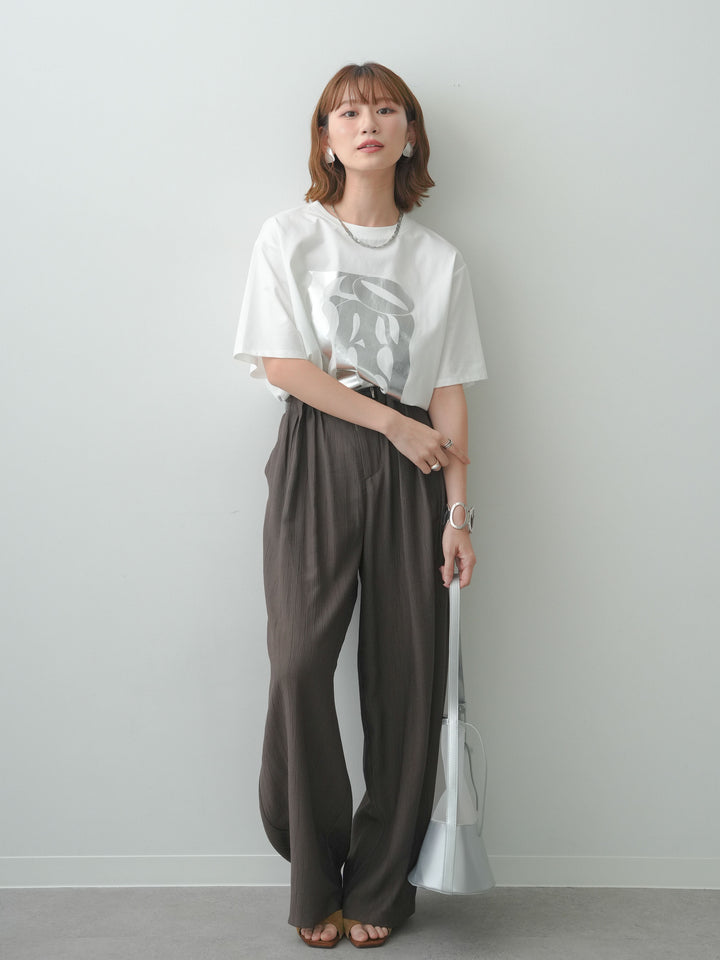 [SET]ベルト付ワッシャーライトワイドパンツ+ベルト付ワッシャーライトワイドパンツ(2set)