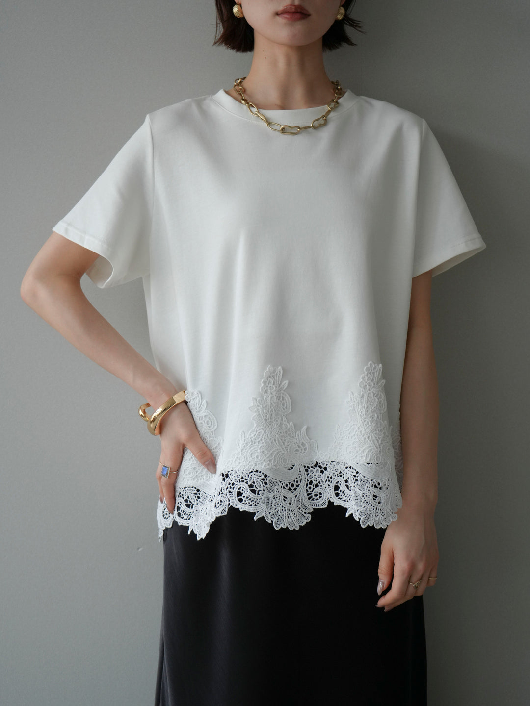 [予約]レースコンビボックスTEE/white