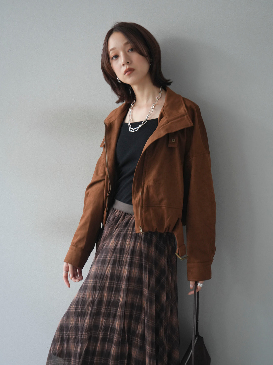 [予約]スエードバルーンショートブルゾン/camel