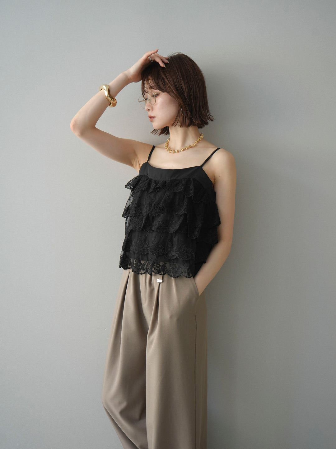 [SET]スカラップレースフリルキャミソール+選べるアクセセット(2set)