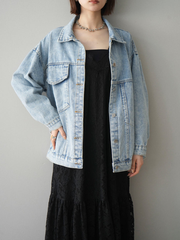 [予約]ギャザー切替レースキャミワンピース/black