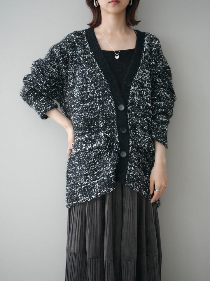 [予約]モールネップニットカーディガン/black