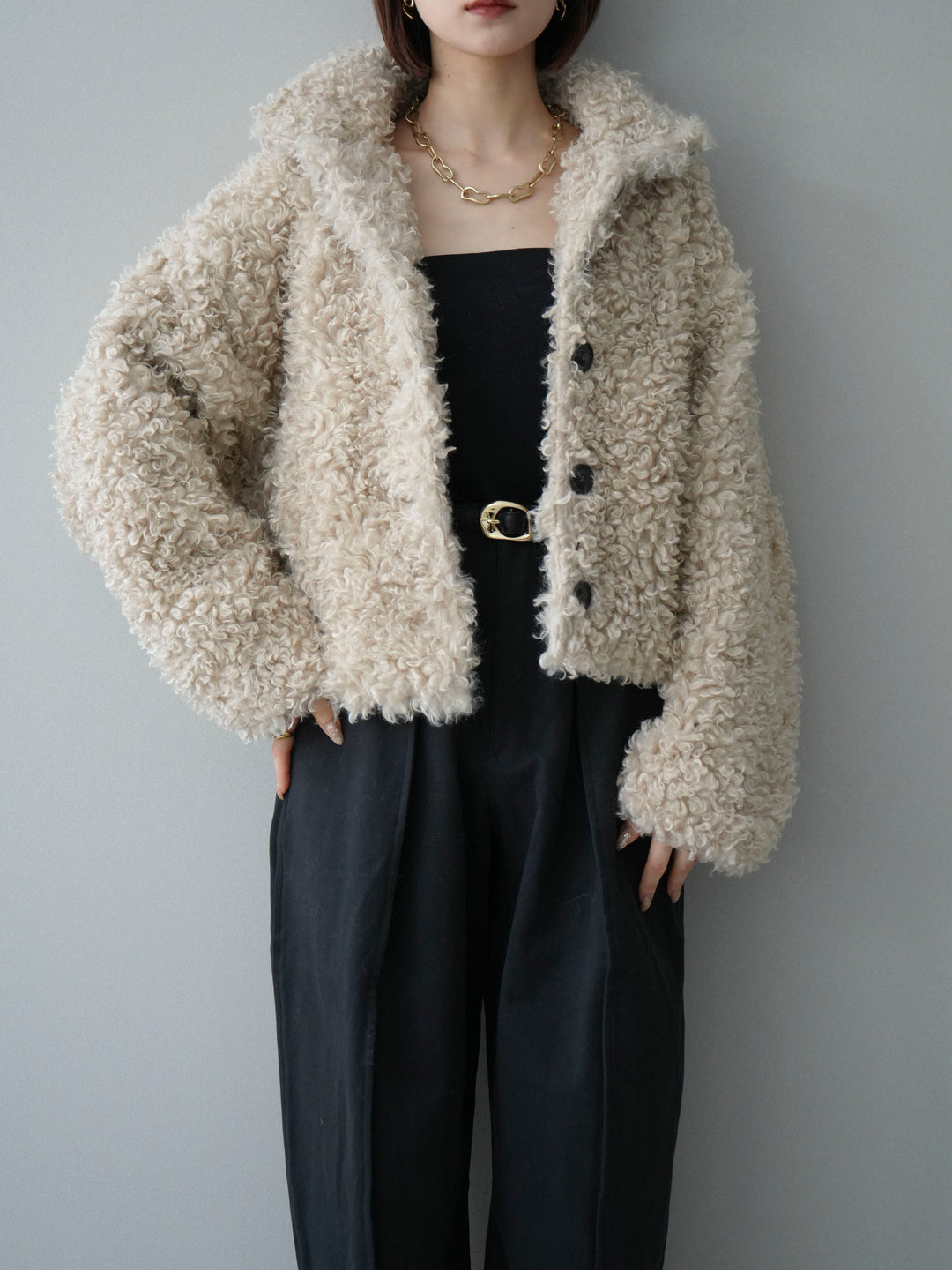 [SET]プードルファーミドルスタンドブルゾン+選べるアクセセット(2set)