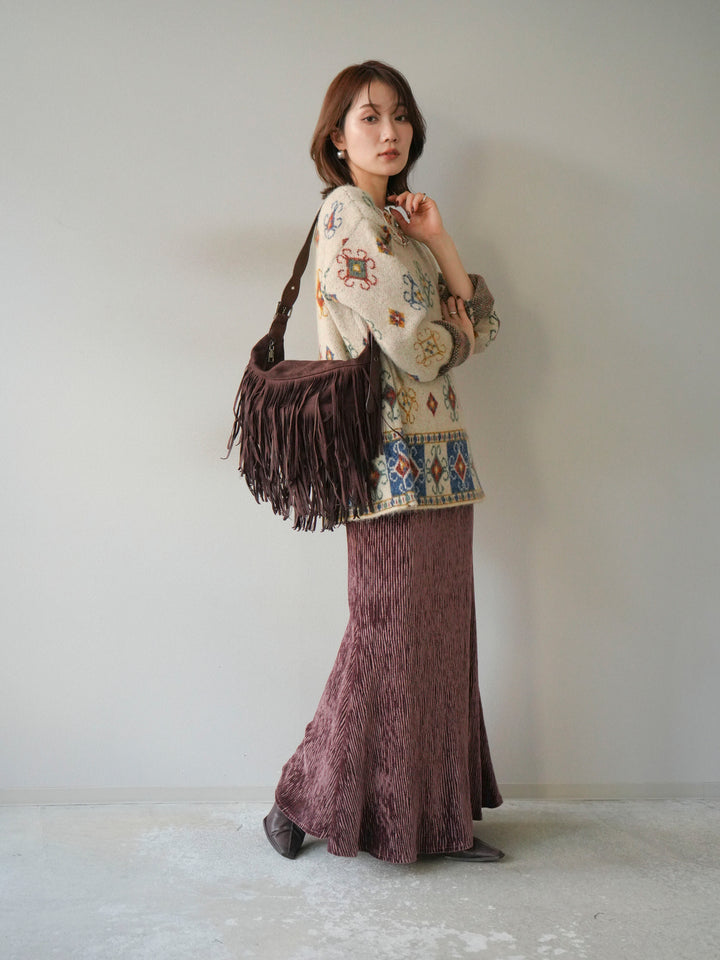 [予約]ヴィンテージ柄オーバーニットプルオーバー/アイボリー