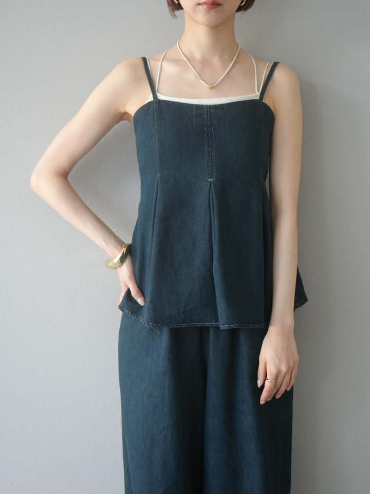 [SET]デニムタックフレアキャミソール＆イージーワイドパンツSET UP(2set)
