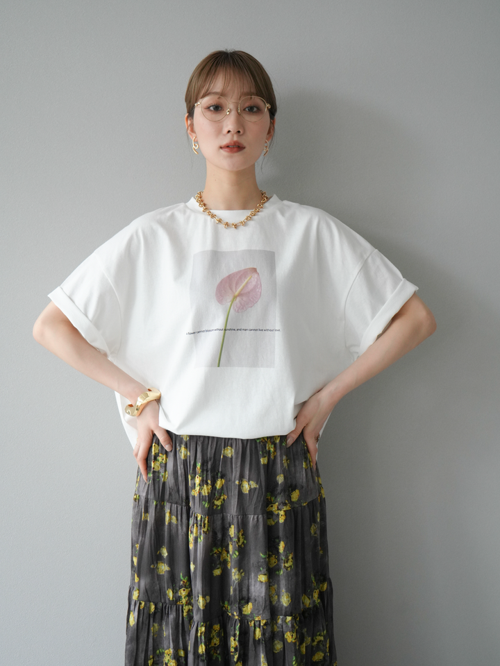 [SET]フラワーフォトビッグTシャツ+選べるアクセセット(2set)