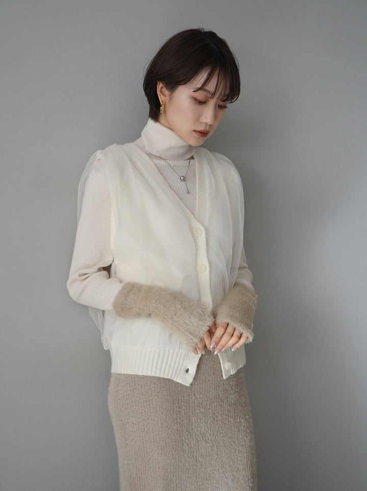 [Pre-order] Tulle layered knit vest/ivory