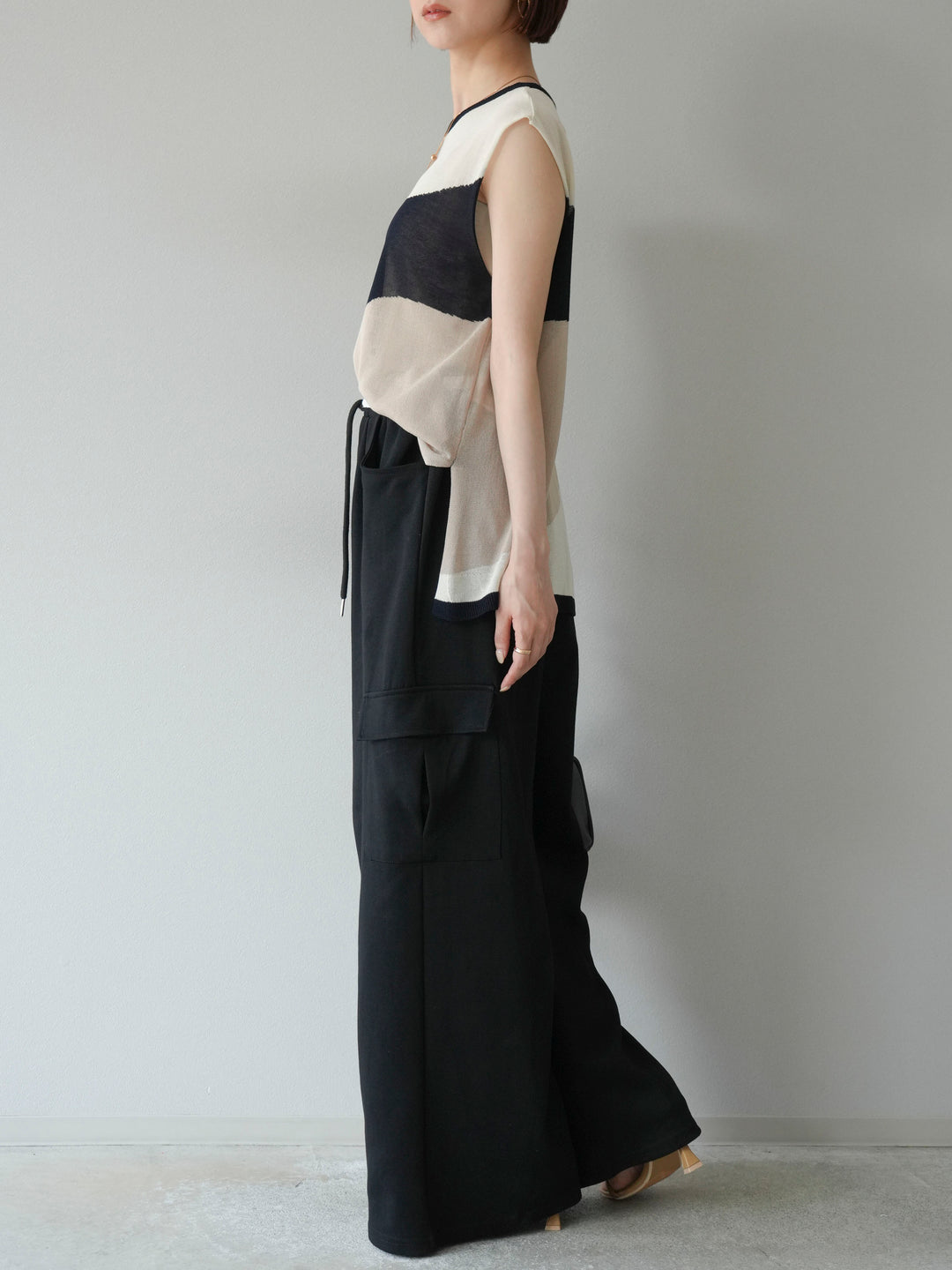 【預購】腰部側袋運動褲/黑色