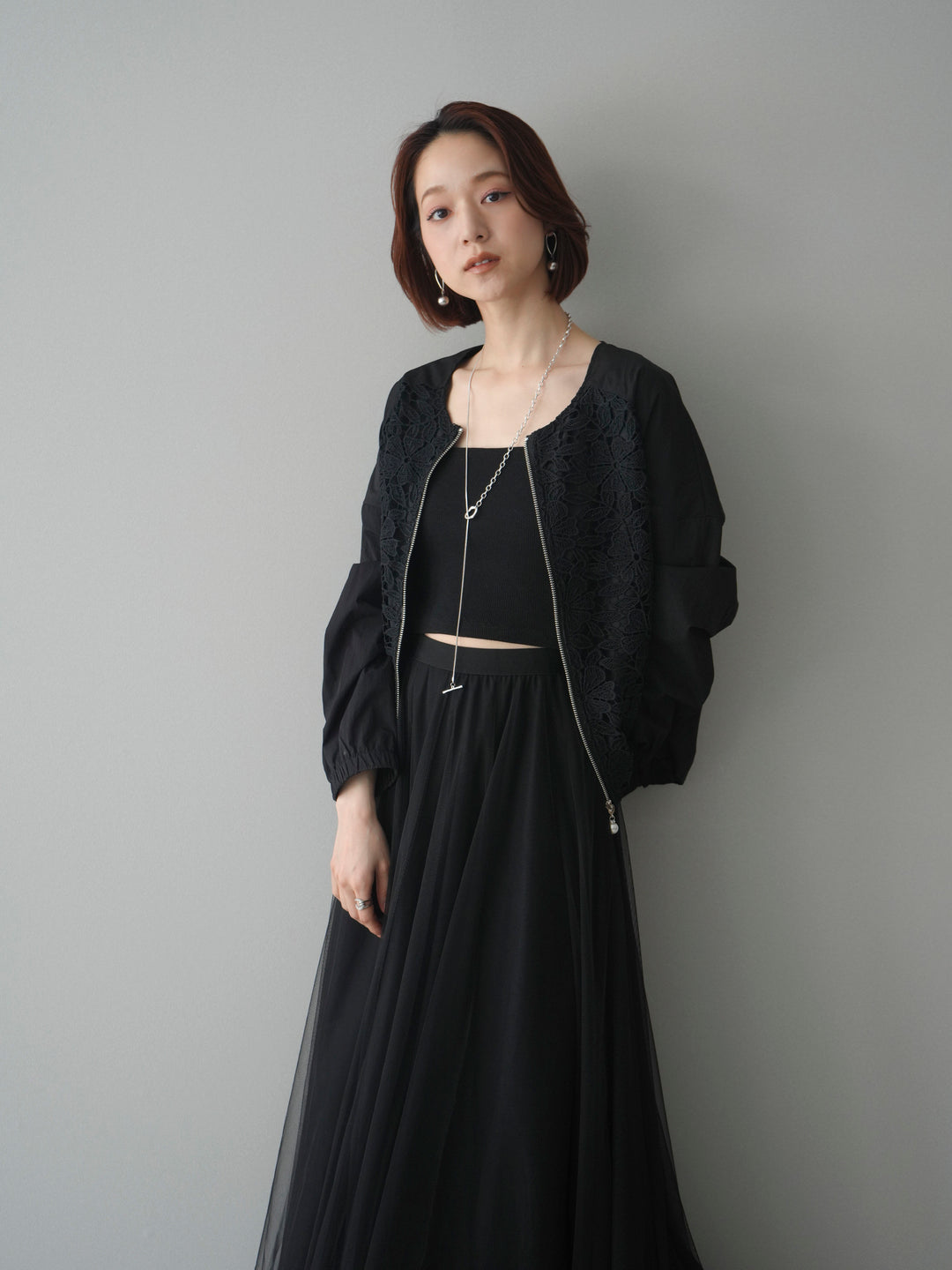 [SET]レースドッキングブルゾン+選べるアクセセット(2set)