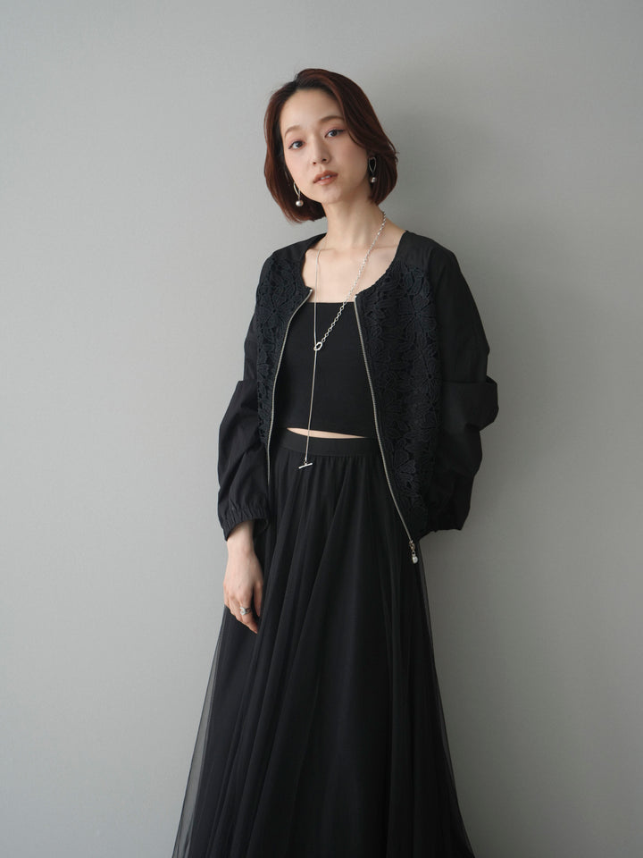 [SET]レースドッキングブルゾン+選べるアクセセット(2set)