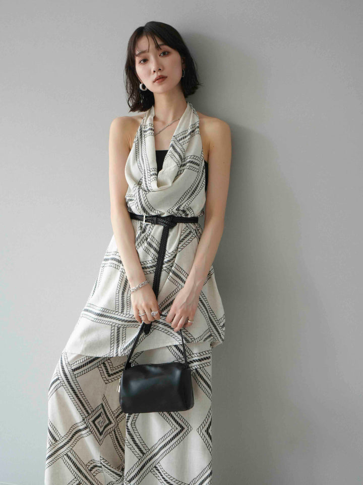 [予約]ロープ柄リネンタッチノースリブラウス/アイボリー