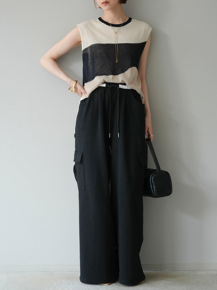 【預購】腰部側袋運動褲/黑色