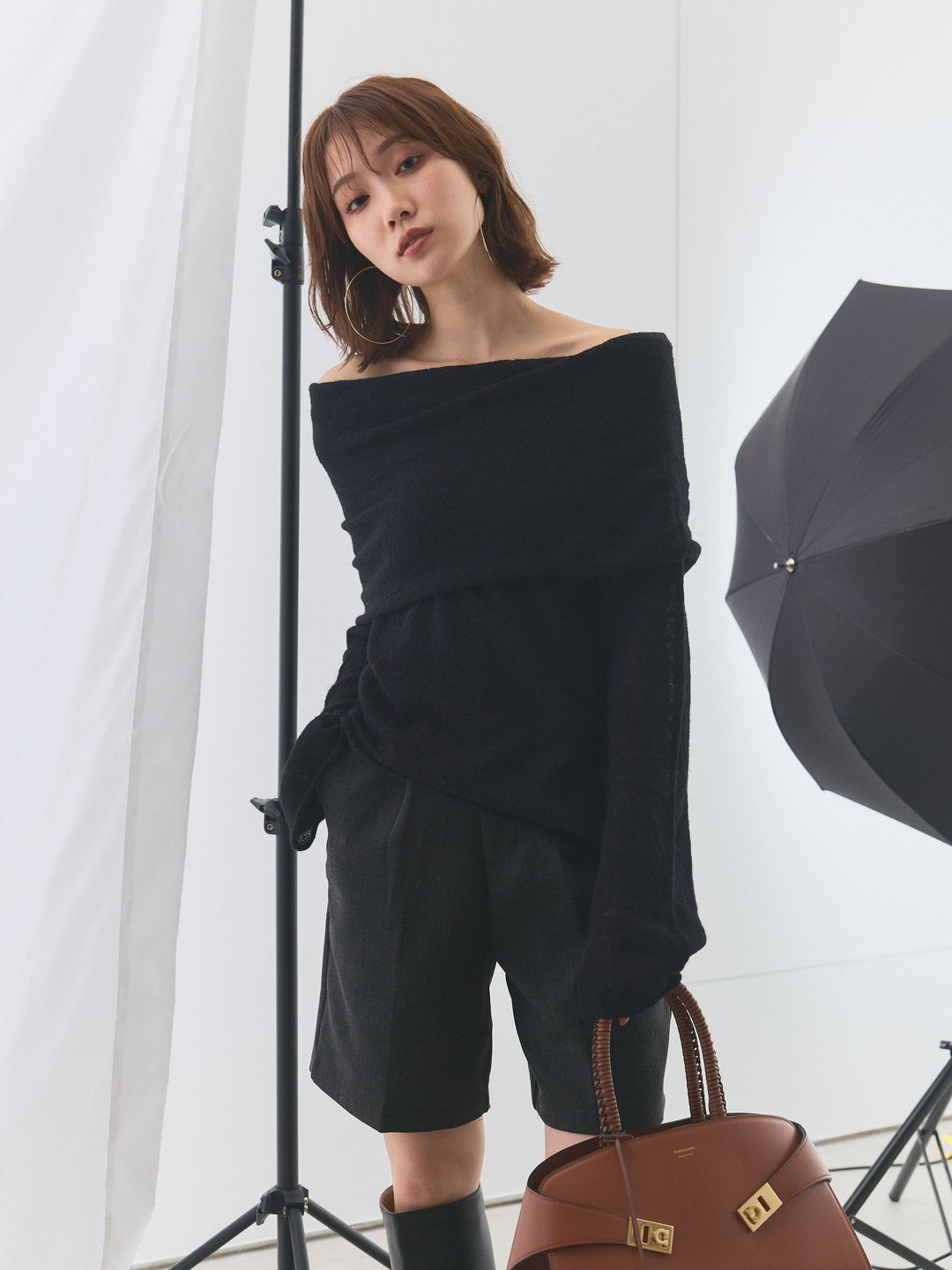 【Allure】[SET]オフショルシアーニットプルオーバー+オフショルシアーニットプルオーバー(2set)