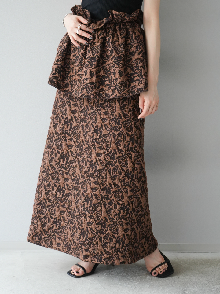 [予約]膨れジャガードマルチWAYスカート/ブラウン