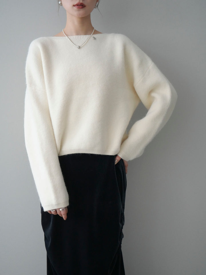 [予約]アンゴラタッチボートネッククロップドプルオーバー/ivory