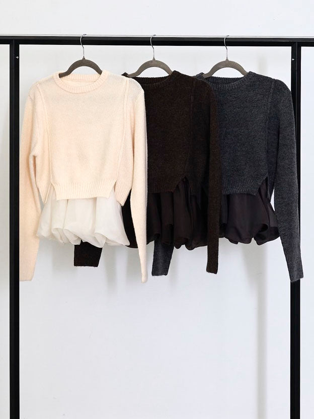 【Allure】[SET]オーガンジーバルーンキャミアンサンブルニット+オーガンジーバルーンキャミアンサンブルニット(2set)