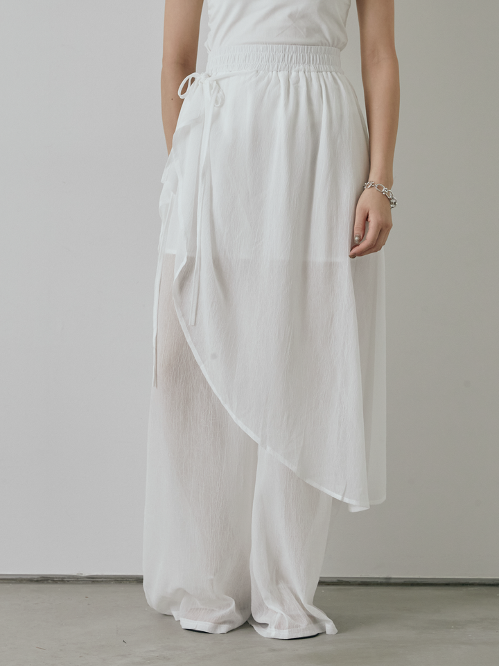 [予約]シアーワッシャーラップデザインパンツ/ホワイト