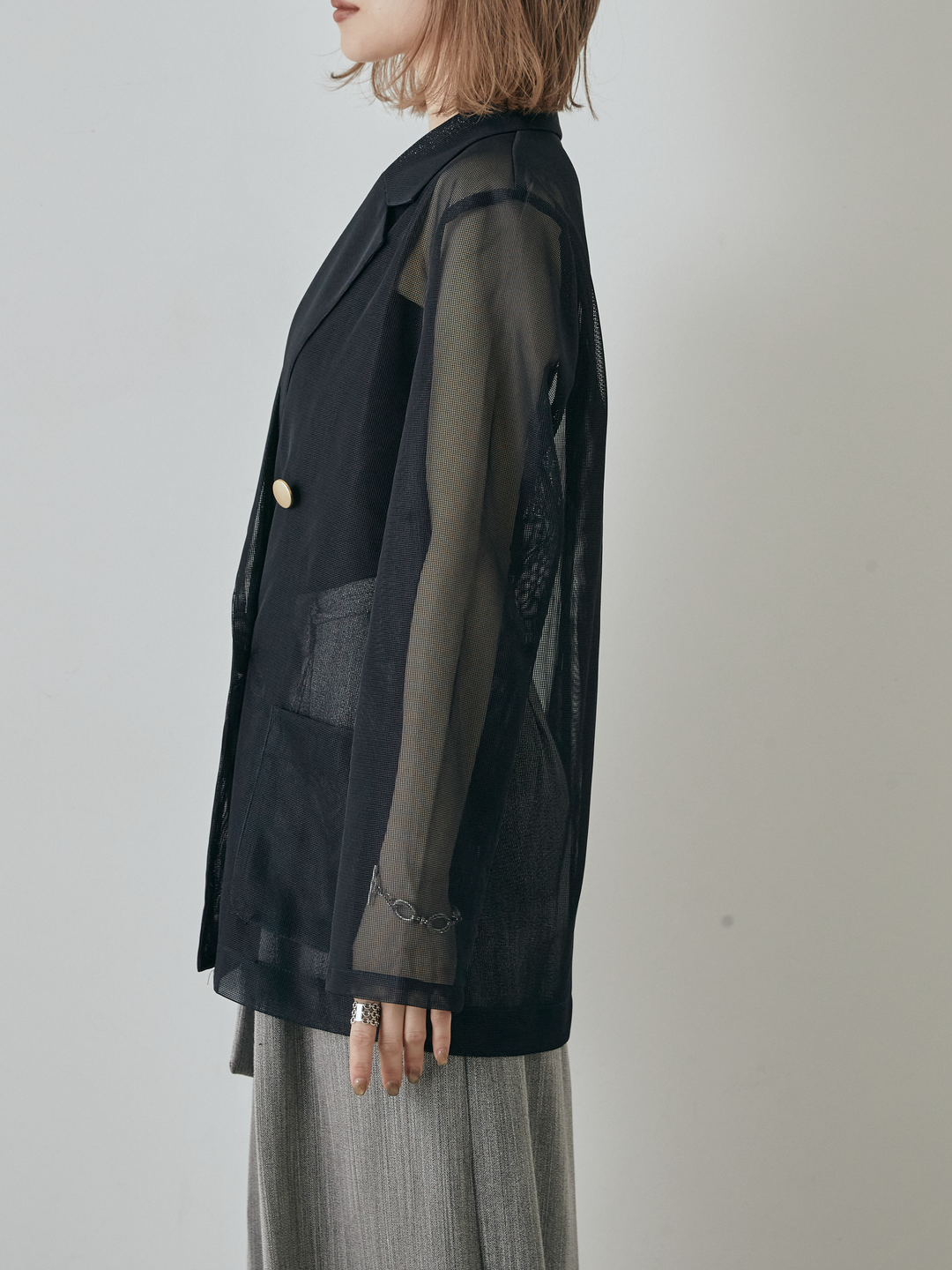 [予約]メッシュテーラードジャケット/ネイビー