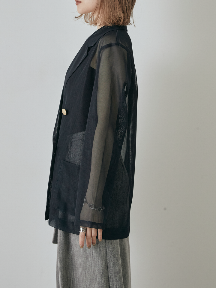 [予約]メッシュテーラードジャケット/ネイビー