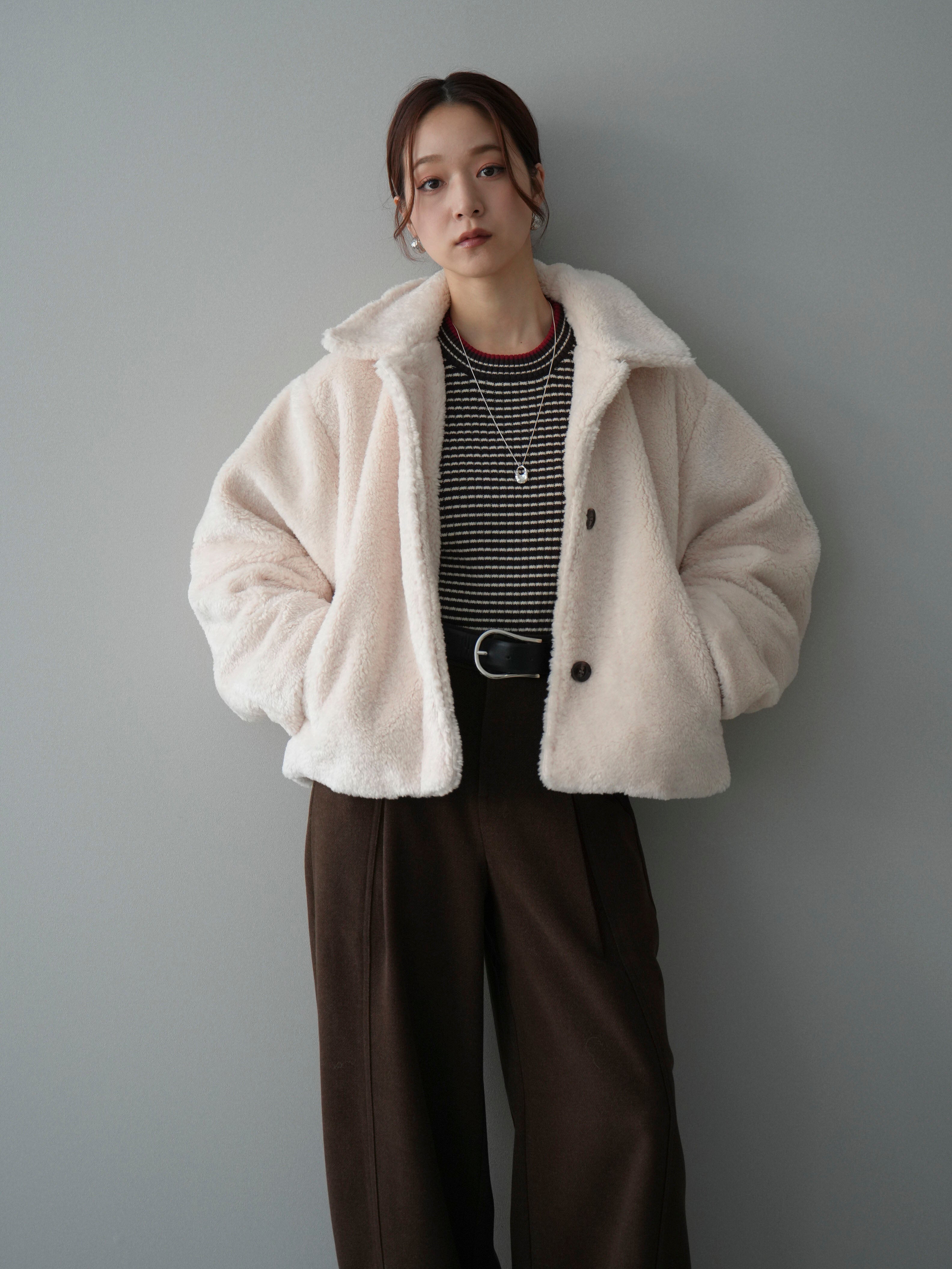 予約]エコファーステンカラージャケット/ivory – Lumier