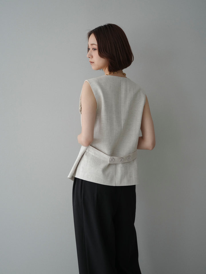 [予約]リネンタッチVネックジレ/ivory
