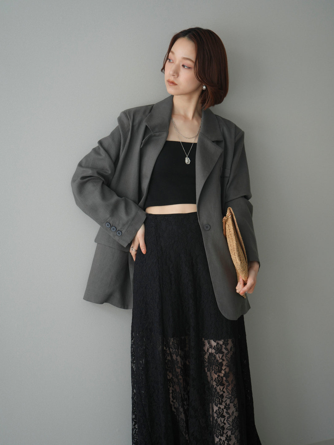 [予約]リネンタッチオーバージャケット/khaki