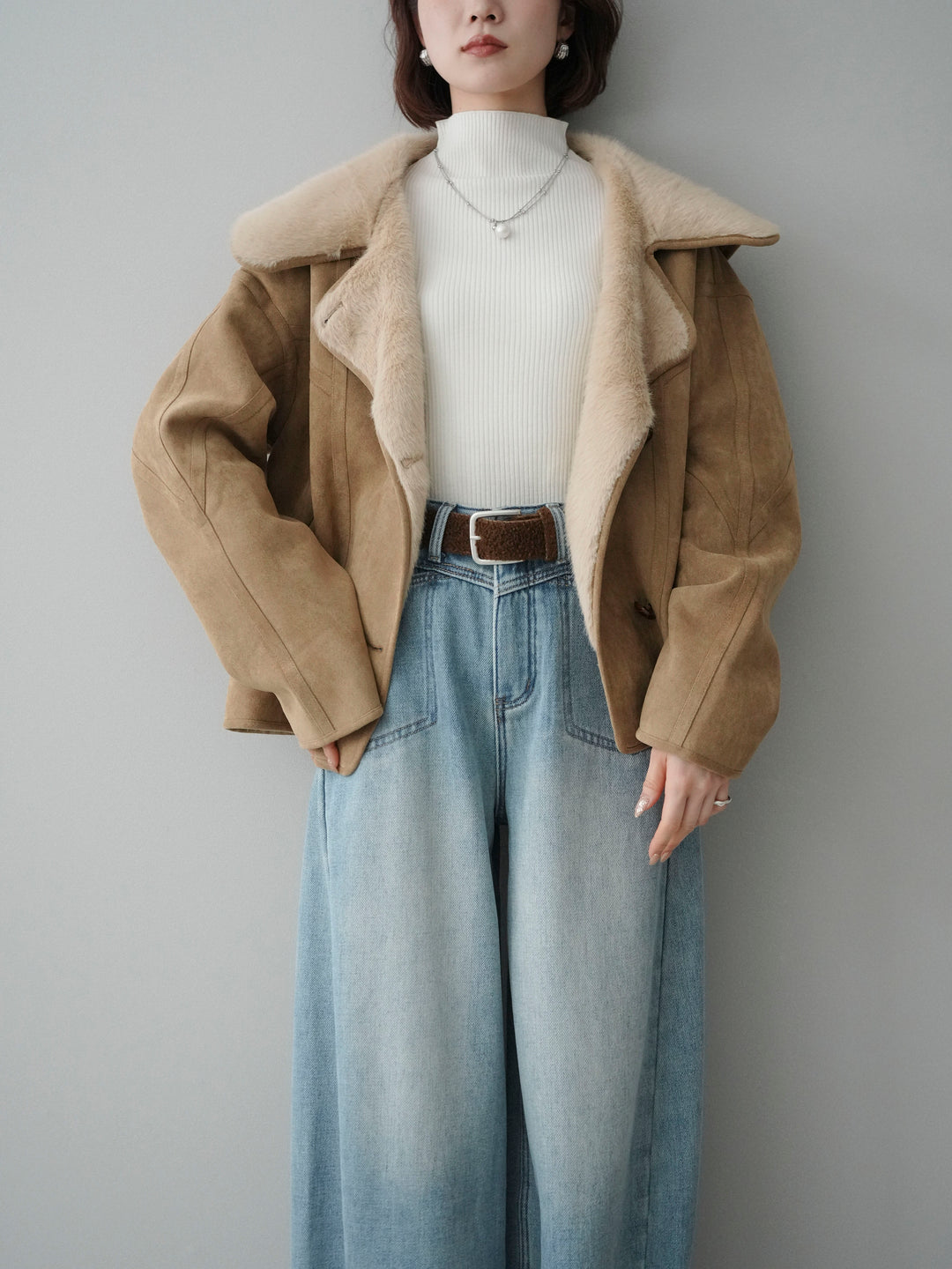 [SET]ムートンショートジャケット+ムートンショートジャケット(2set)