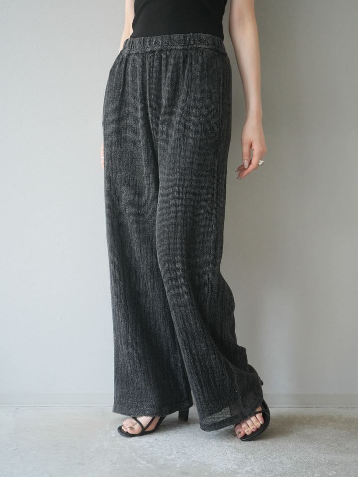 [予約]コットンラメメッシュイージーパンツ/グレー
