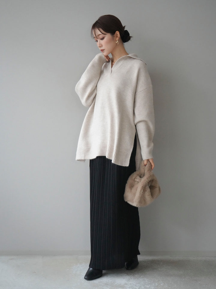 [予約]プリーツIラインスカート/black