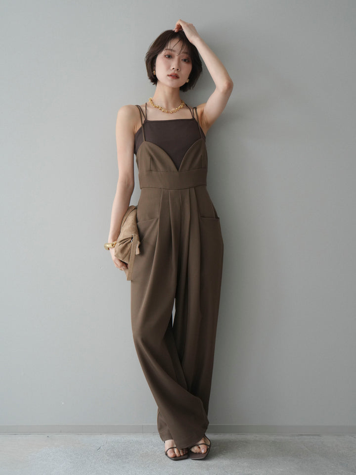 [予約]バックデザインサロペット/brown