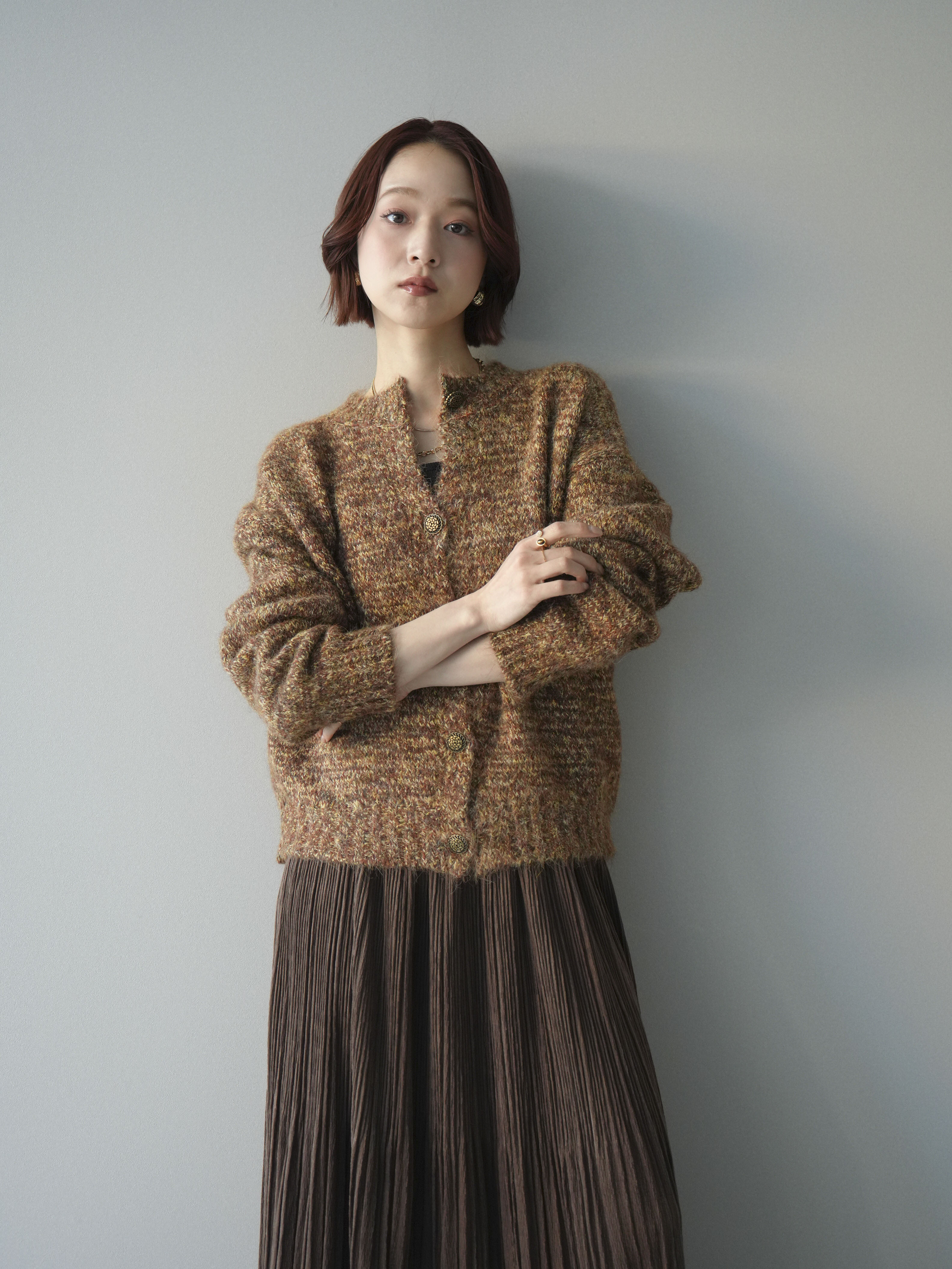 【美品✨ヨンアさん着用】Drawer ウールカシミヤリブニット S キャメル 石井亜美さんコラボ】アンサンブルラメニットセット