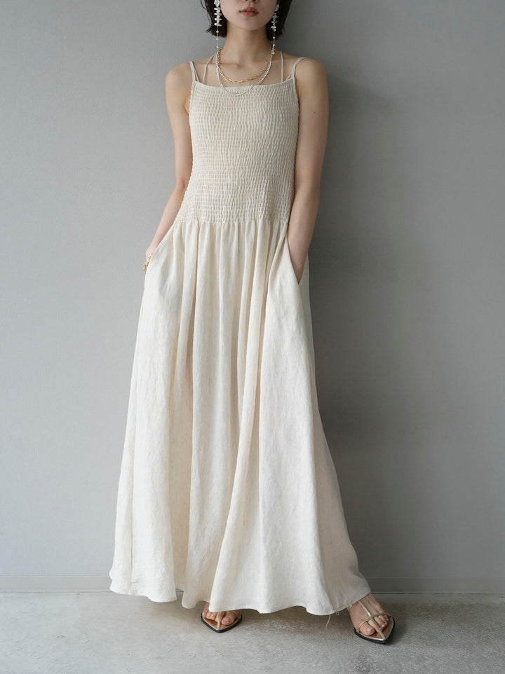 [Pre-order] Gathered camisole dress/ivory