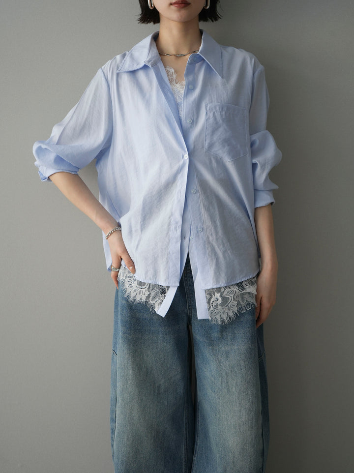 [SET]レイヤードデザイン裾レースブラウス+レイヤードデザイン裾レースブラウス(2set)