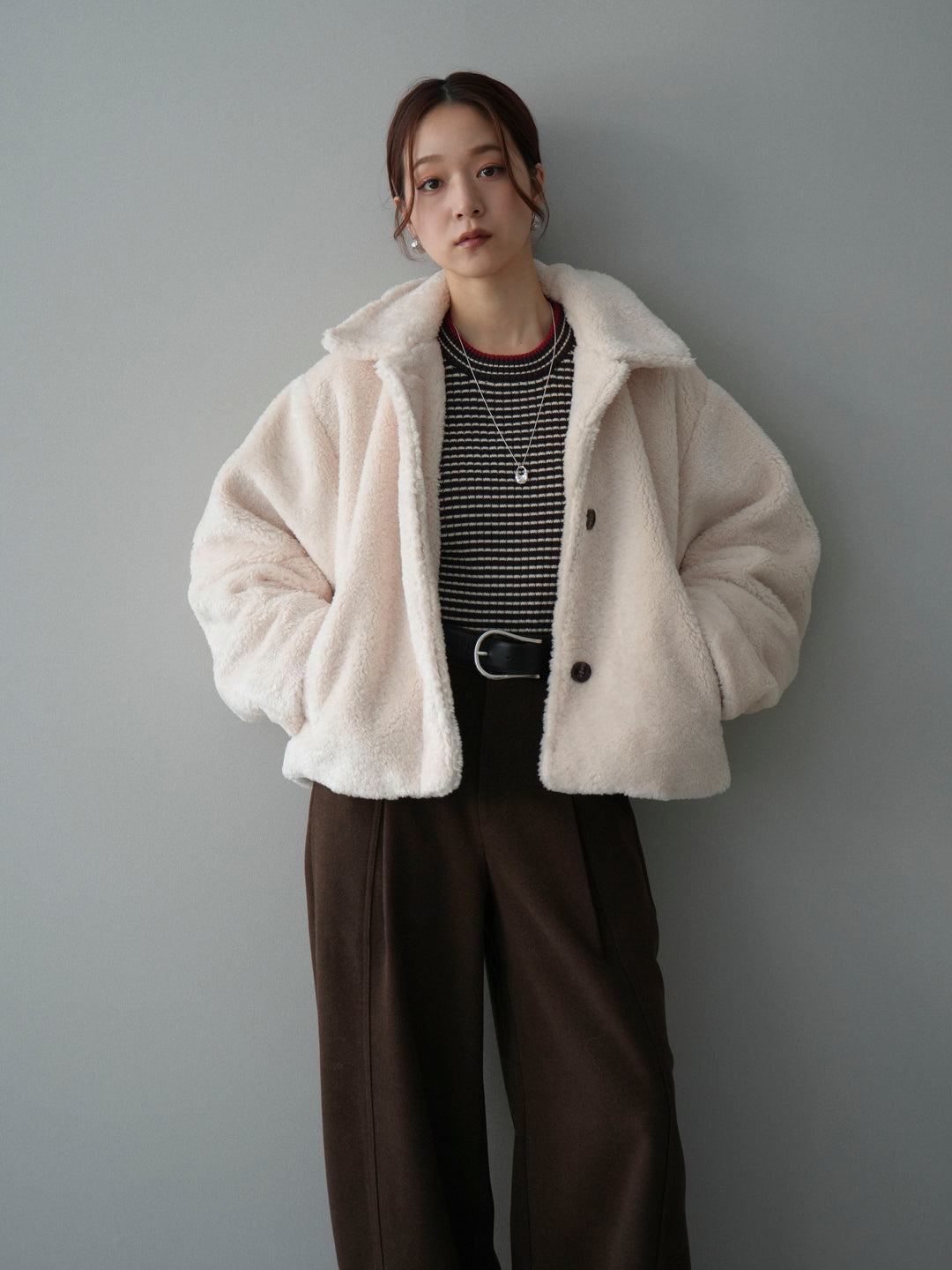 [SET]エコファーステンカラージャケット+選べるアクセセット(2set)