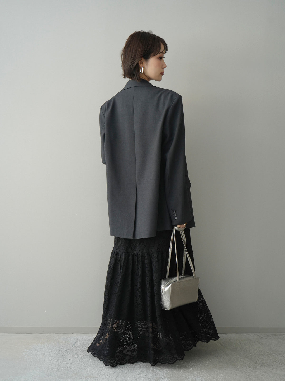 [SET]ギャザー切替レースキャミワンピース+ダブルブレストオーバージャケット(2set)