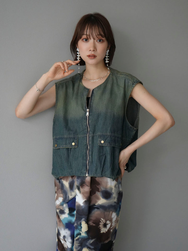 [Pre-order] Denim zip vest/blue