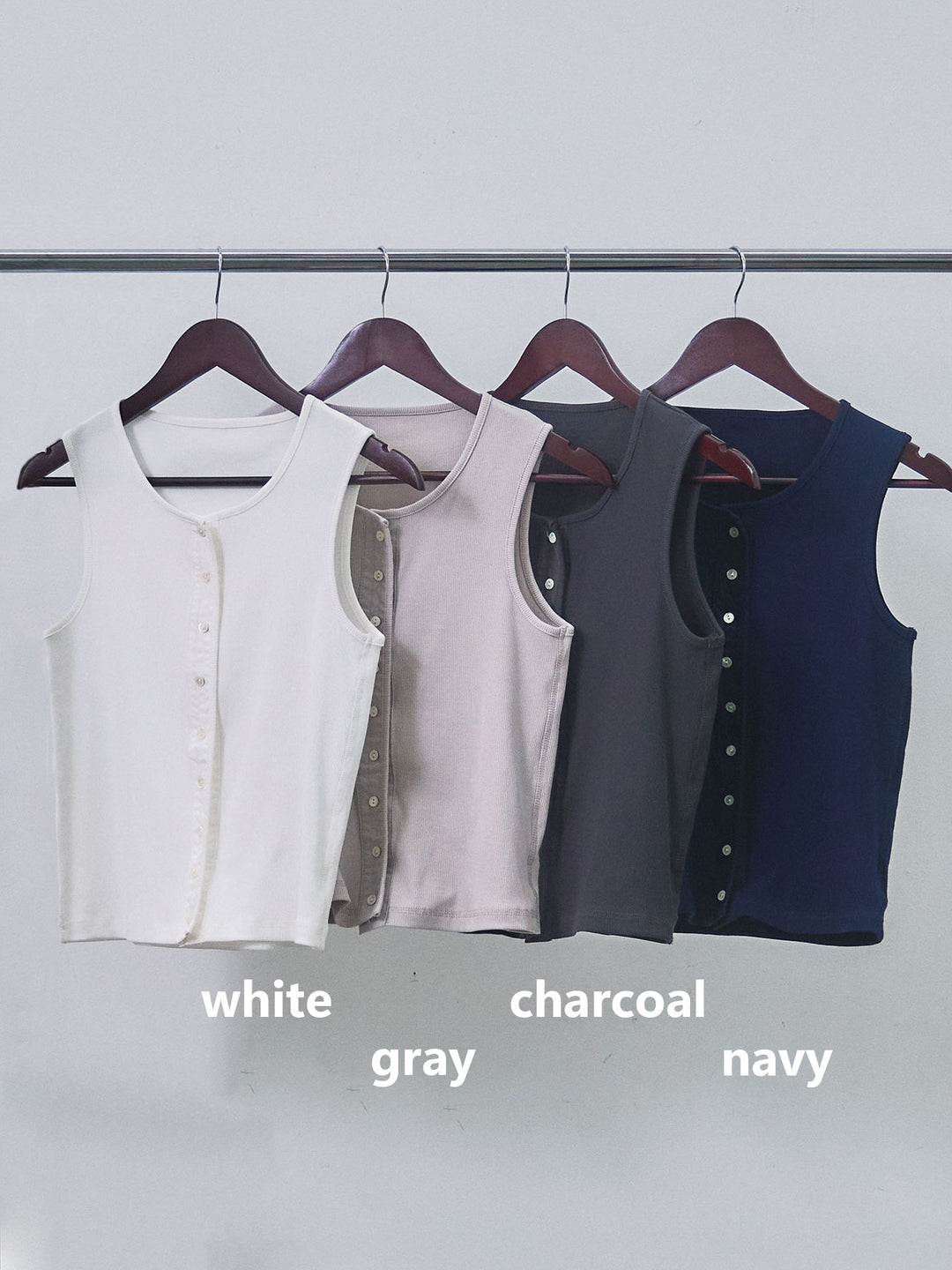 【Allure】[SET]ストライプオーバーシャツ+フロントボタンテレコリブタンクトップ+ストライプイージーパンツ(3set)