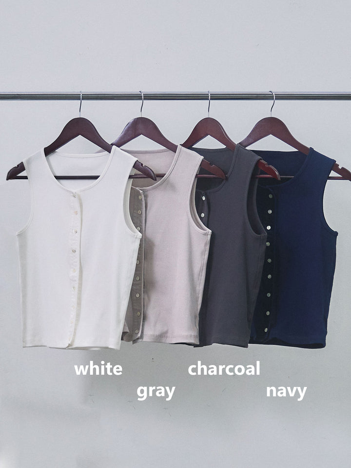 【Allure】[SET]ストライプオーバーシャツ+フロントボタンテレコリブタンクトップ+ストライプイージーパンツ(3set)