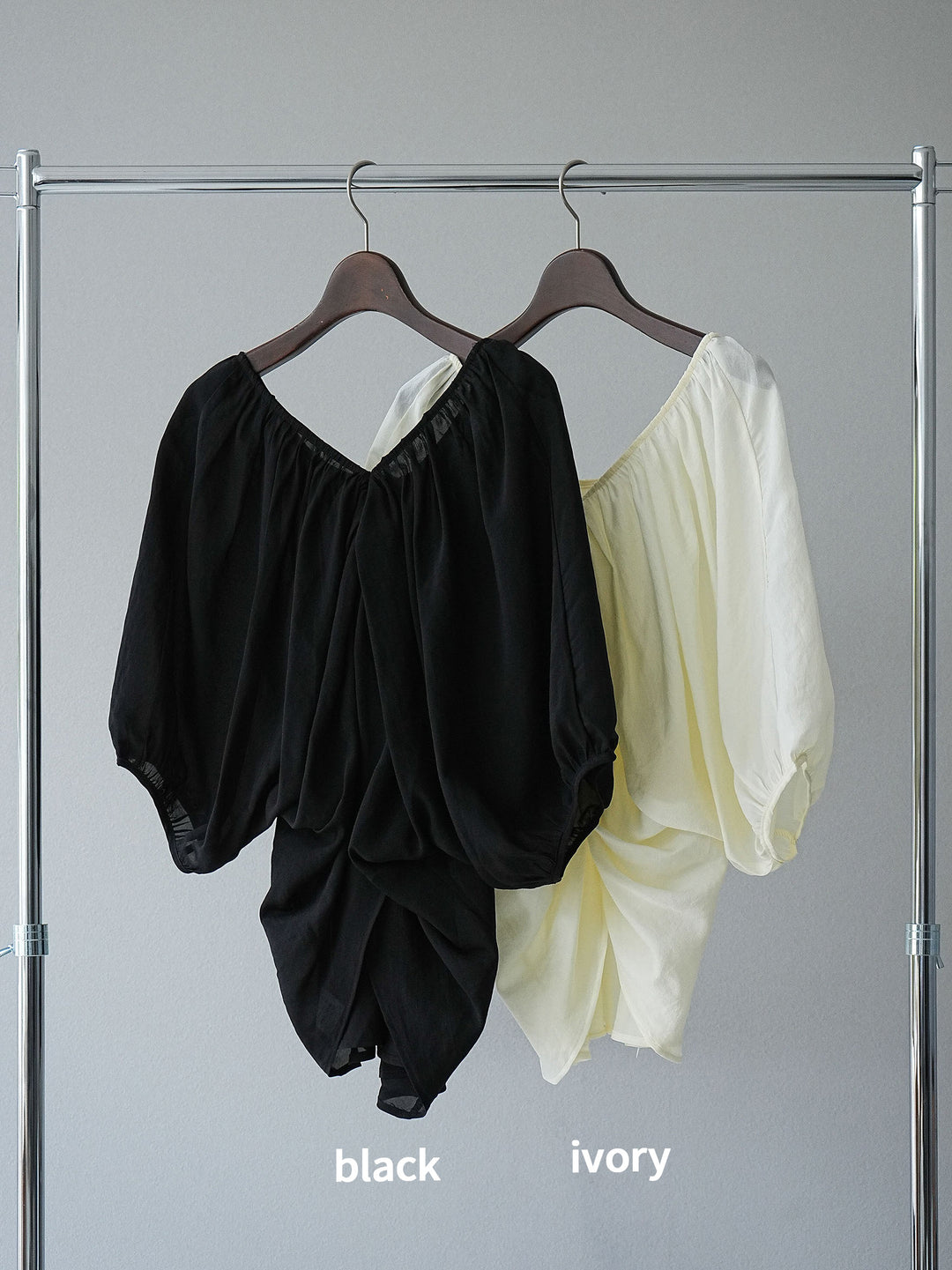 [SET]ボリュームスリーブシアータックブラウス+リネンライクイージーワイドパンツ(2set)