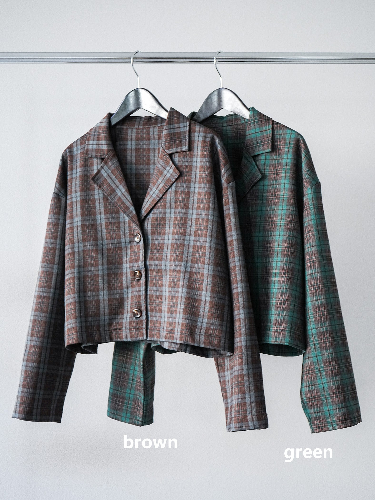 SET]チェック柄ショートジャケット+チェック柄ベスト+チェック柄タック