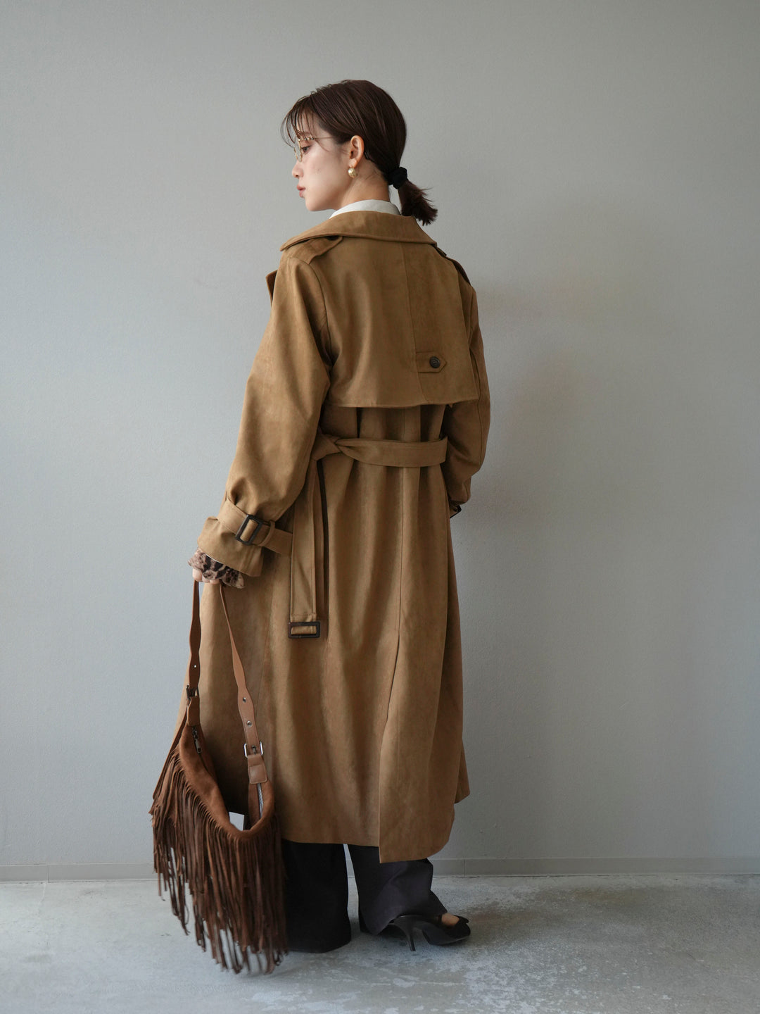 [予約]スエードトレンチコート/キャメル