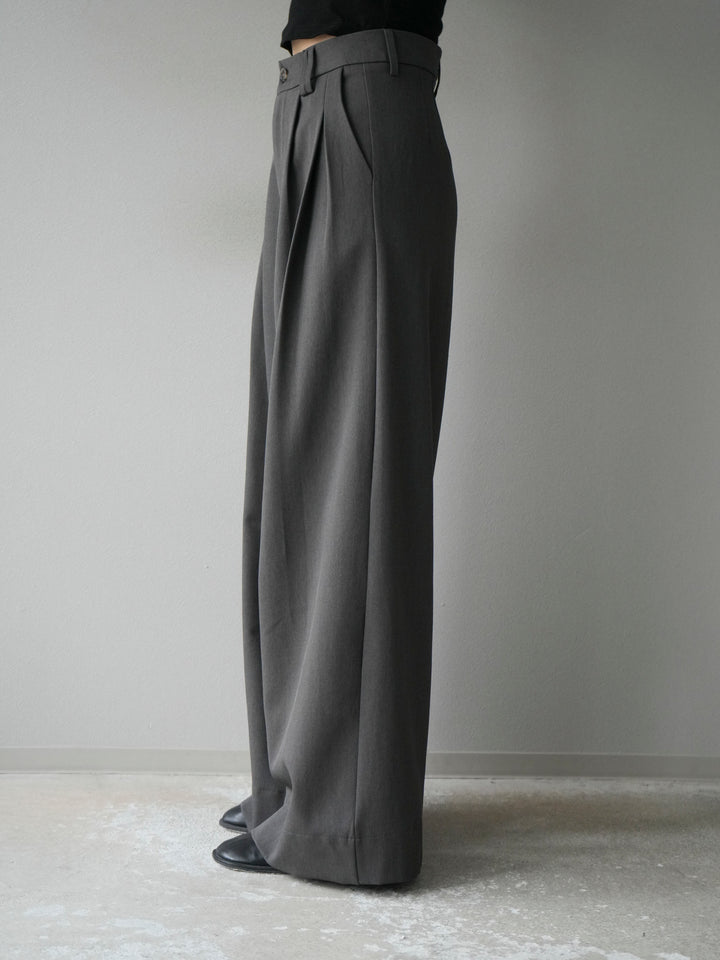 [予約]ダブルタックワイドパンツ/グレー